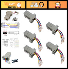 5Pcs DB9 Female to RJ45 Modular Adapter, Ethernet Connector for RS232/RS422/RS48