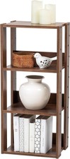 3-Tier 16" Medium Open Wooden Bookshelf W/ Adjustable Shelves Easy Assembly