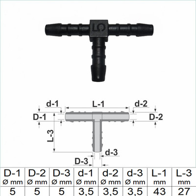 1 2 3 5 oder 10 Stück T-Schlauchverbinder 5 mm 5 mm 5 mm RGV T Stück schwarz