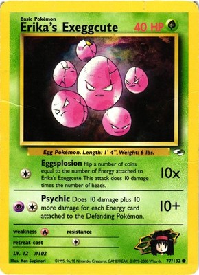 Pokémon TCG Erika's Exeggcute 77/132 Common Unlimited Gym Heroes HEAVY DMG