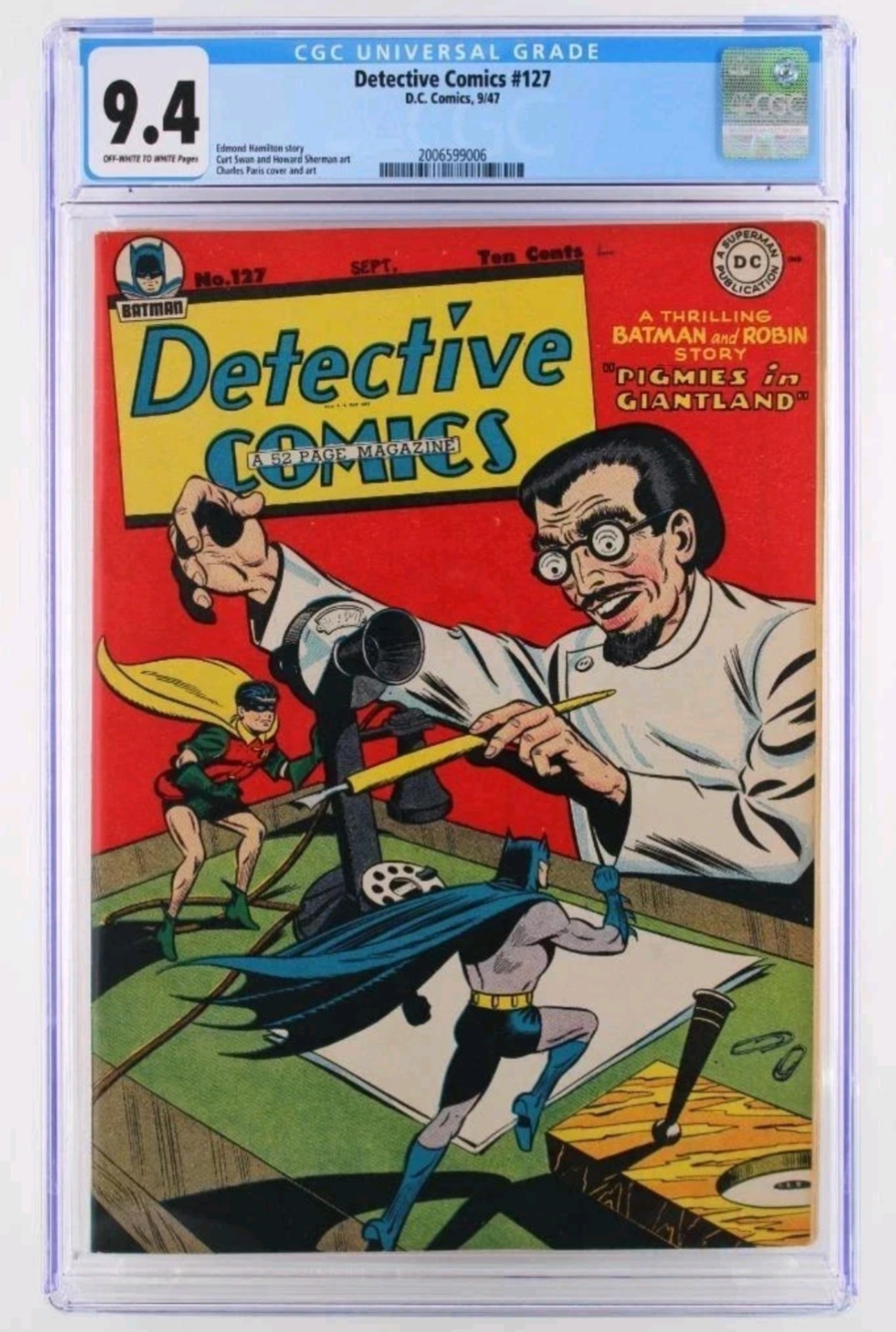 Detective Comics #127 (DC Comics 1947) CGC 9.4 1st Dr. Agar App Charles Paris
