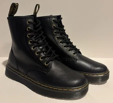 Dr. Martens Zavala Black Leather Combat Boots 8-Eye Men's Size 5 Women’s 6 New
