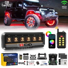 Colight RGB 6 Gang Switch Panel, Dimmable Wireless App+Remote Circuit Control