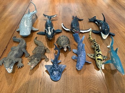 Sea Animal Figure 11 Lot Whale Shark Orca Humpback Crocodiles Coelacanth Sharks