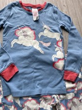MINI BODEN GIRLS KIDS UNICORN PAJAMAS PAJAMA SET BLUE TOP PANTS SIZE 8