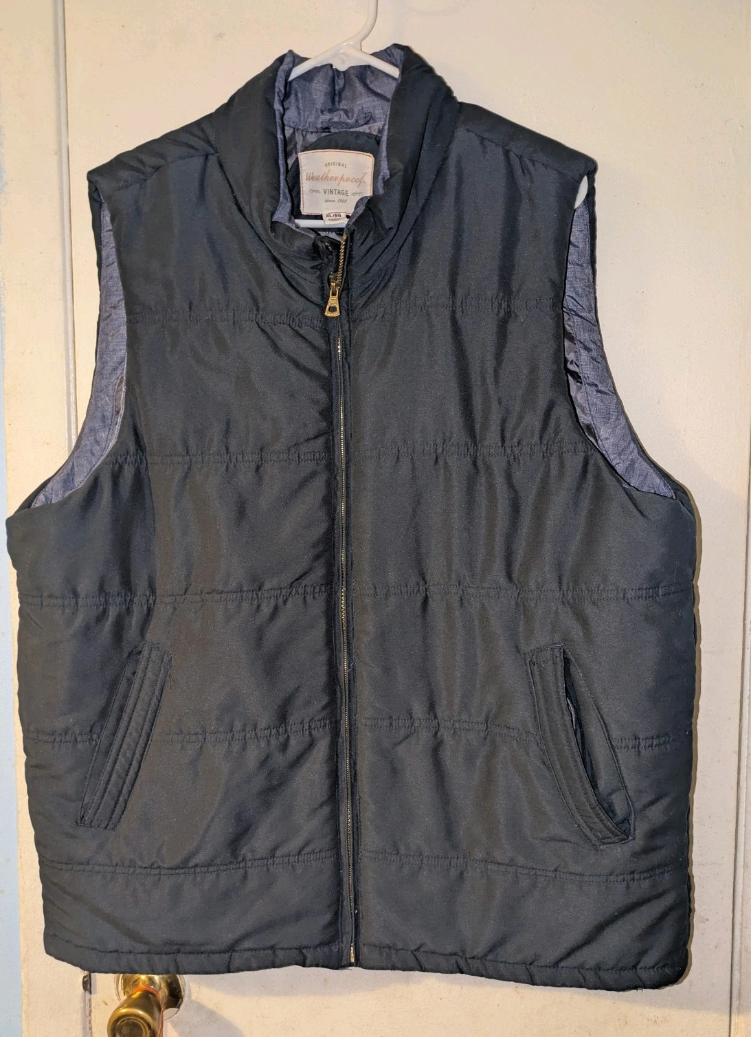 Waterproof Vintage Men's Quilted Vest with Zip Closure Size xL /EG
