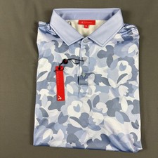 Redvanly Golf Shirt Polo Sleeve Logo Fluers Print XL Blue Lavender NWT MSRP 110