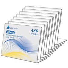 8 pack Acrylic Sign Holder 4 x 6 Inches,Clear Plastic Sign Holder Paper Photo...