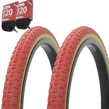 1PAIR Bicycle Bike Tires Tubes 20" x .1.75" Red/Gum Side Wall BMX COMP3