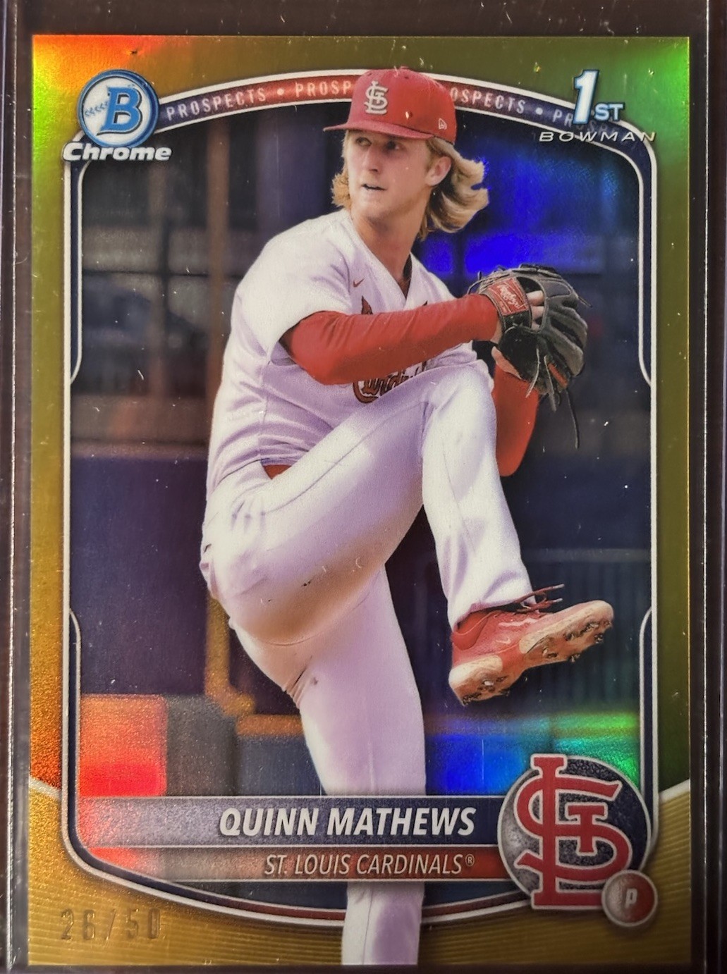 2025 Bowman Chrome Quinn Mathews Prospect Gold Refractor /50 BCP-25 🔥