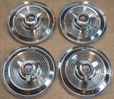 1963-1964 Ford Galaxie 406 427 Spinner Hubcaps Set Of Oem 15 Full Wheel Covers