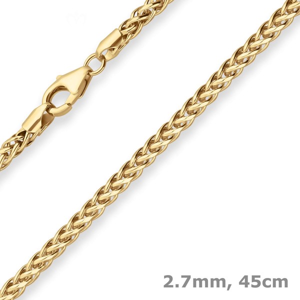 2,7Mm Zopfkette Goldkette Collier Halskette Aus 585 Gold Gelbgold 45Cm-image