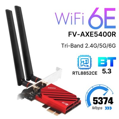 Tri-Band PCI-E WiFi 6E Card 5400Mbps BT 5.3 RTL8852CE Chip Adapter for Gaming PC