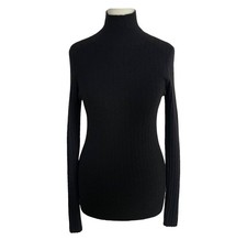 JOSEPH Schwarz 100% Kaschmir High Neck Ripp Pullover M