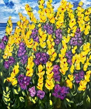 Large original acrylic painting Wild Flower Field 24x20x.50 canvas