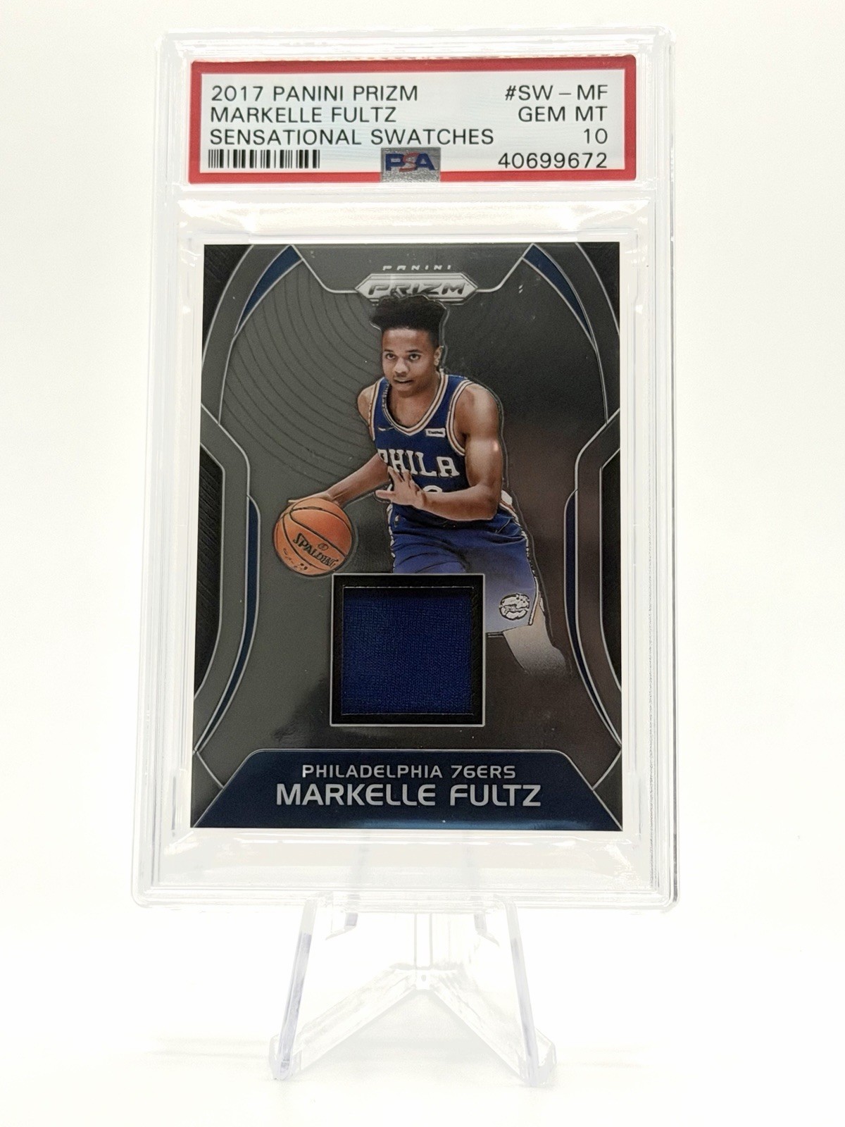 POP 1 PSA 10 2017 Markelle Fultz Panini Prizm Sensational Swatches #SW-MF Rookie
