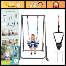 2-in-1 Baby Jumper Toddler Swing, Adjustable for 6 Months to 6 Years, Black