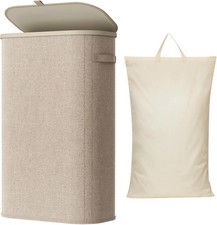 Slim Laundry Basket with Lid and Removable Ba...