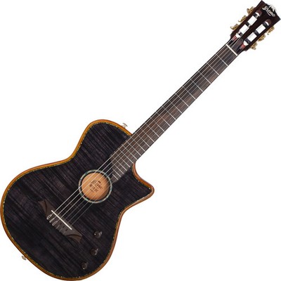 Bromo BEN2C Fusion Craft Hollow Body Elektro-Klassiker Gitarre, Trans Black