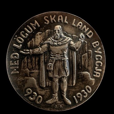 Iceland 5 Kronur 1930 Silver Coin - 1000 Years of Settlement