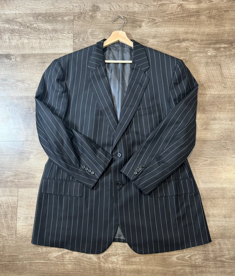 Traje a rayas negro/blanco de colección Oxxford Clothes Neiman Marcus Super 120’s para hombre Foto 3 de 4