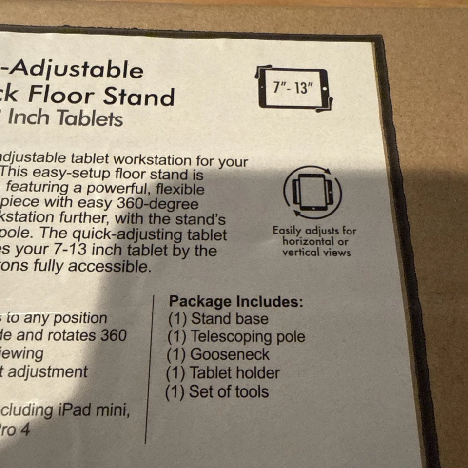 Cta Digital PAD-AFS Height-Adjustable Gooseneck Floor Stand for 7"–13" Tablets - Image 3 of 4