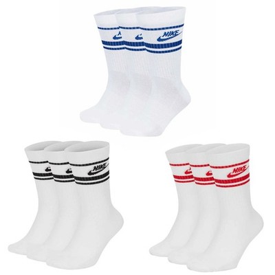 Nike Unisex 3-Pack Sports Socks - Everyday Essential Stripe, Solid White/...