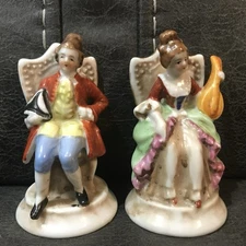 RARE Signed Maruyama Pair of Figurines in Chairs, Made in 1940’s Occupied Japan