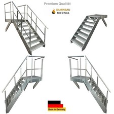 Stahltreppe Verzinkt 8 Stufen Höhe152cm inkl Podest 100x100cm Aussen Podestreppe