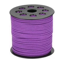 98 Yd x 2.6mm Flat Leather String Cord Faux Suede Cord Leather Strip Violet