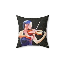 Violin 'The Bowist' Spun Polyester Throw Pillow