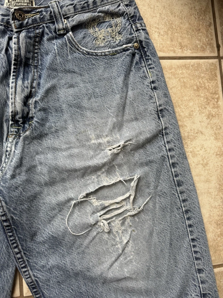 Pantalones Cortos De Colección Cybery2k Grunge Patinador Calavera Gráfico Ruta 66 Envejecidos Talla 34 Foto 4 de 4