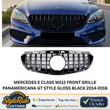 MERCEDES E CLASS W212 FRONT GRILLE PANAMERICANA GT STYLE GLOSS BLACK 2014-2016