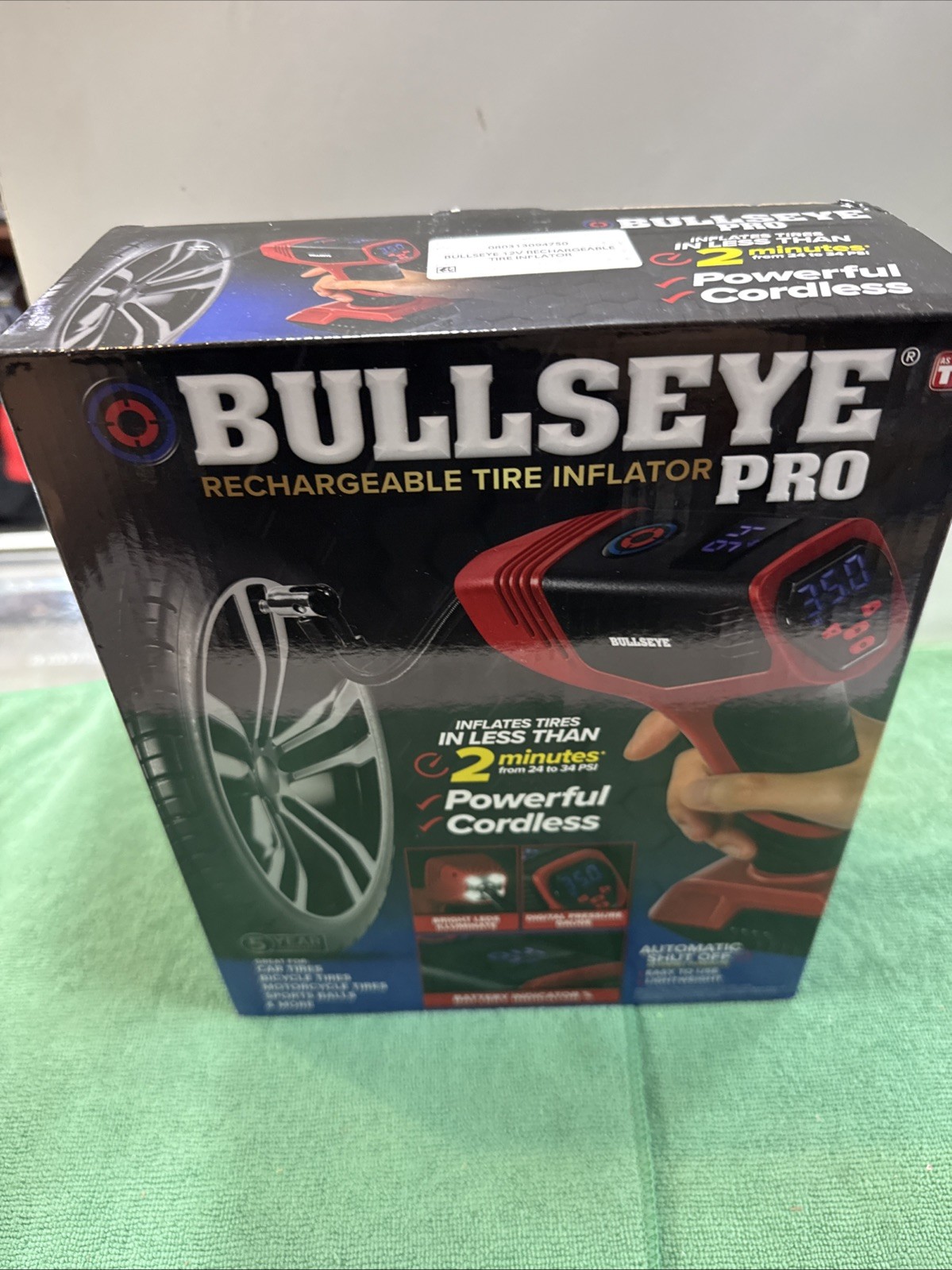 Bullseye Pro Portable Rechargeable Tire Inflator with Digital Pressure ...