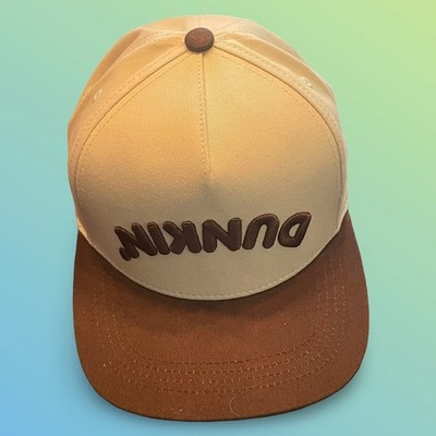 Dunkin' Baseball Hat Cap Rare Mirror Image Reverse Logo Brown Snapback Est 1950