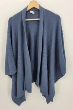 Lululemon Dream Weaver Wrap Open Front Poncho Cardigan Blue Cable Knit One Size