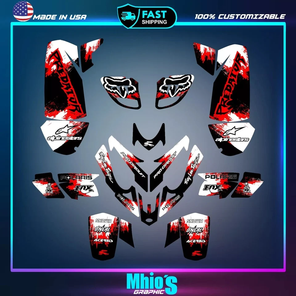 Polaris Predator 500 Grafik Full Decals Sticker Kit ATV - Bild 1 von 4