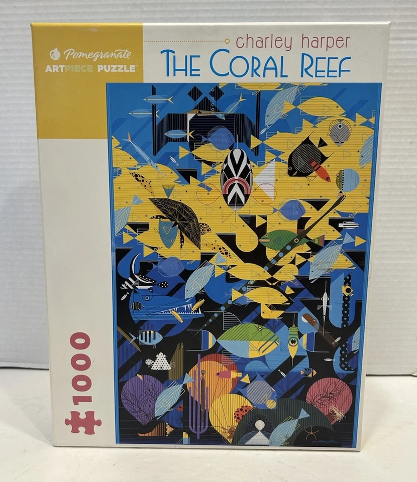 Lote de 4 Rompecabezas Charley Harper 1000 Piezas Arte Granada Aves y Peces Foto 4 de 4