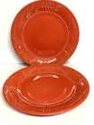 Fiesta Ware Millennium 2000 Persimmon 10.38" Dinner Plates Pr Geometric