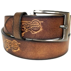 Bike Embossed hommes authentique Buffalo FULL GRAIN Ceinture en cuir 1.5" largeur