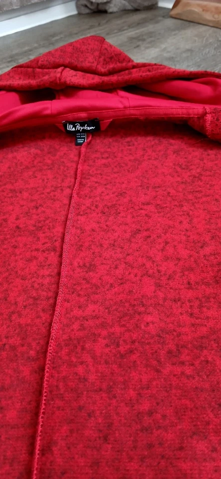 Chaleco de punto para mujer Ulla Popken rojo talla 54/56 talla grande capucha RV bolsillos largos - Imagen 4 de 4