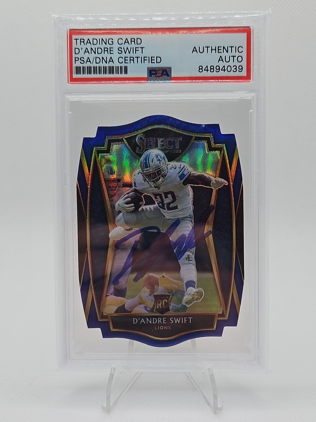 2020 Panini Select #151 D'Andre Swift Blue Prizm Die Cut RC Lions