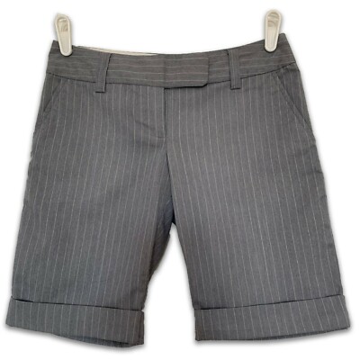 Zinc Style Womens Size 0 Gray with White Stripes Bermuda Dress Shorts | eBay