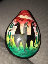 Ocarina Whistle Flute Hand Made Peru Painted Clay Instrument Andes