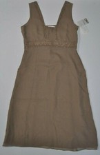 NWT Calvin Klein Size 10 Praline/Beige Beaded Silk Sleeveless Dress Lined 