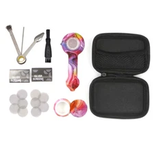 1PCS 4.37" Silicone Cigarette Pipe Set w/ Lid & Organizer, Free Cleaning Tool