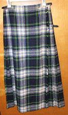 Laird Portch of Scotland Pure Wool Blue green Wrap Pleated Kilt Skirt Waist 28