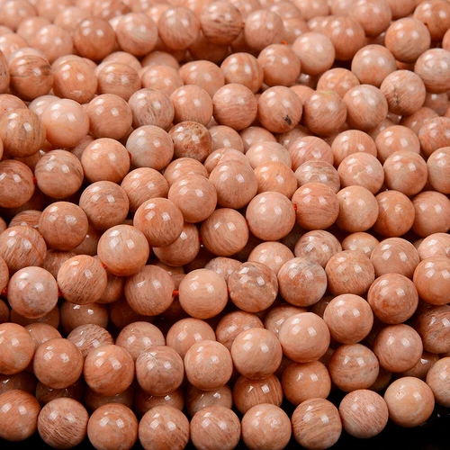 Natural Orange Feldspar Sunstone AAA Round 5MM 6MM 7MM 8MM 9MM 10MM Beads (D307) - Picture 3 of 3