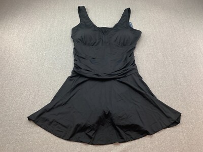 Summer Mae Side Shirred Tankini 1 PC Swimdress Swimsuit Womens 4XL Black Shorts