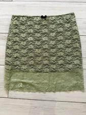 Romwe Green Skirt Size Large Y2K Lace Flower Little Bow Détail